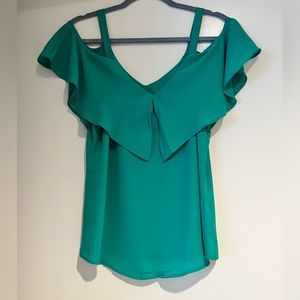 NWT NY&C Tall Flounced Cold-Shoulder Top, Size Small